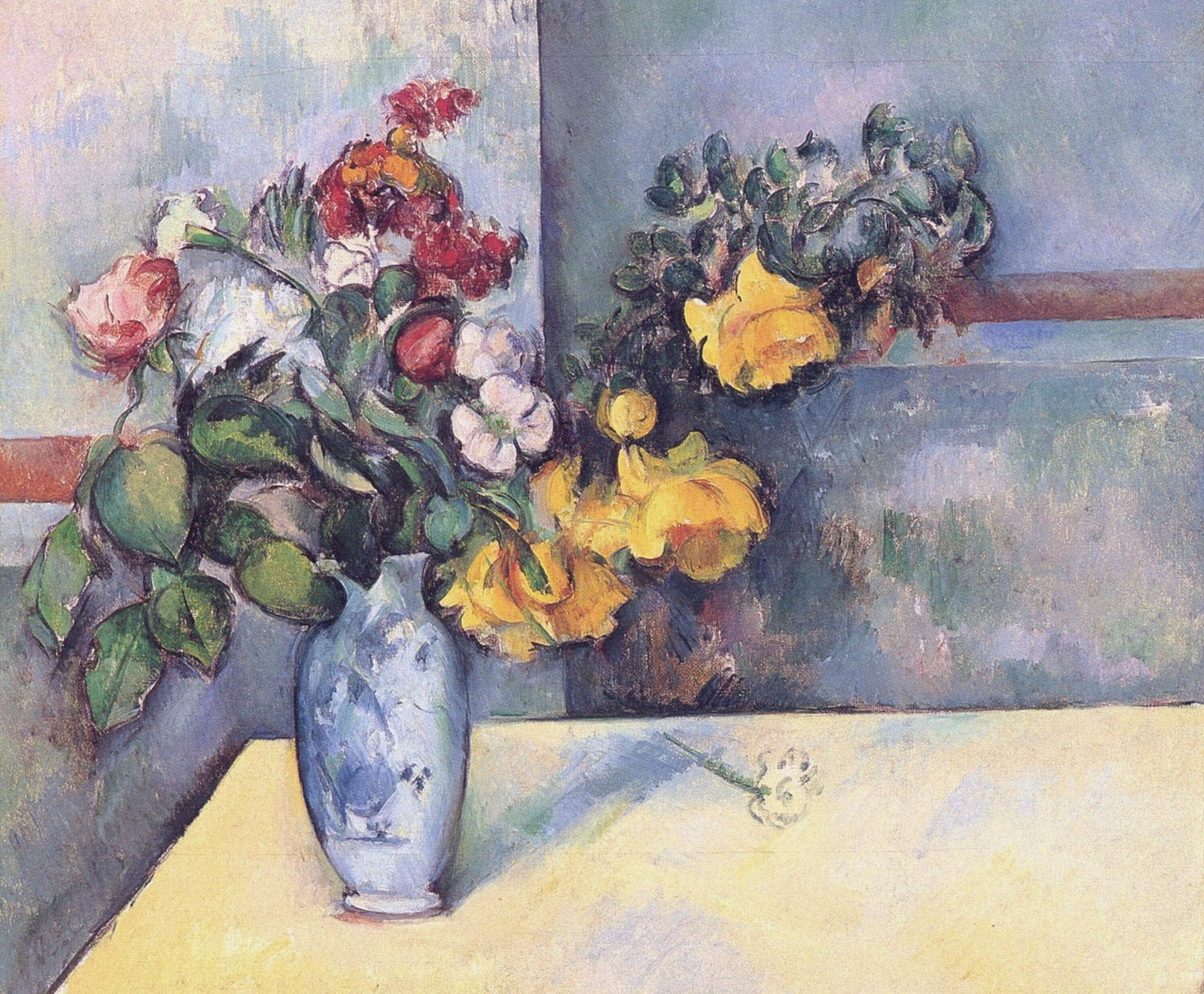 Hand - Painted Mixed Flower Bouquet in Blue Vase – Floral Oil Painting - Oil Painting Haven