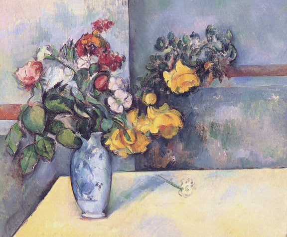 Hand - Painted Mixed Flower Bouquet in Blue Vase – Floral Oil Painting - Oil Painting Haven