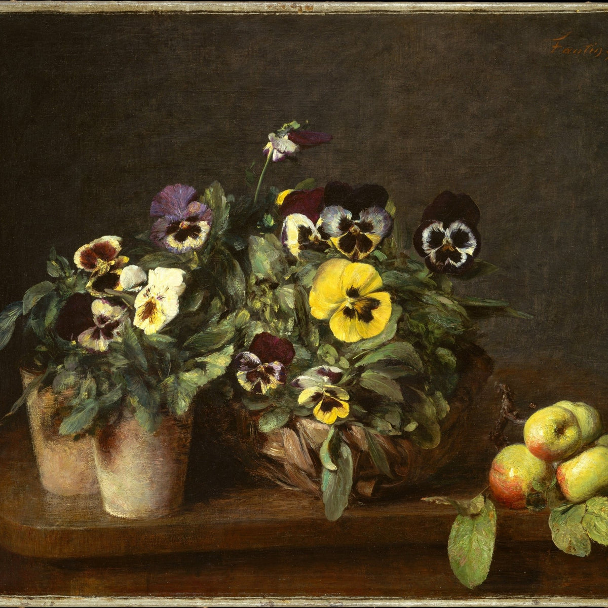 Hand - Painted Pansy Flowers and Apples – Floral Oil Painting - Oil Painting Haven