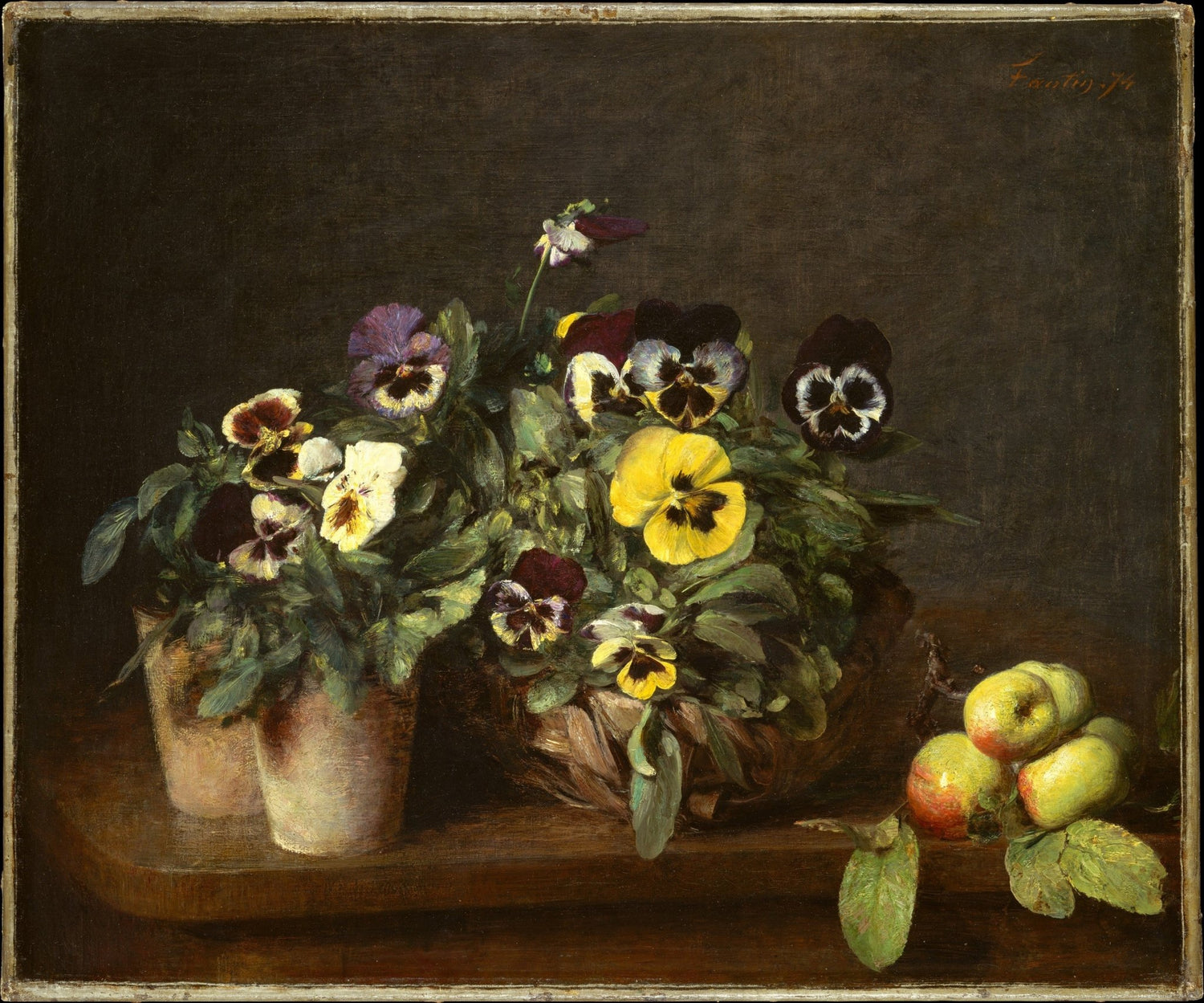 Hand - Painted Pansy Flowers and Apples – Floral Oil Painting - Oil Painting Haven