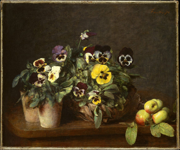 Hand - Painted Pansy Flowers and Apples – Floral Oil Painting - Oil Painting Haven