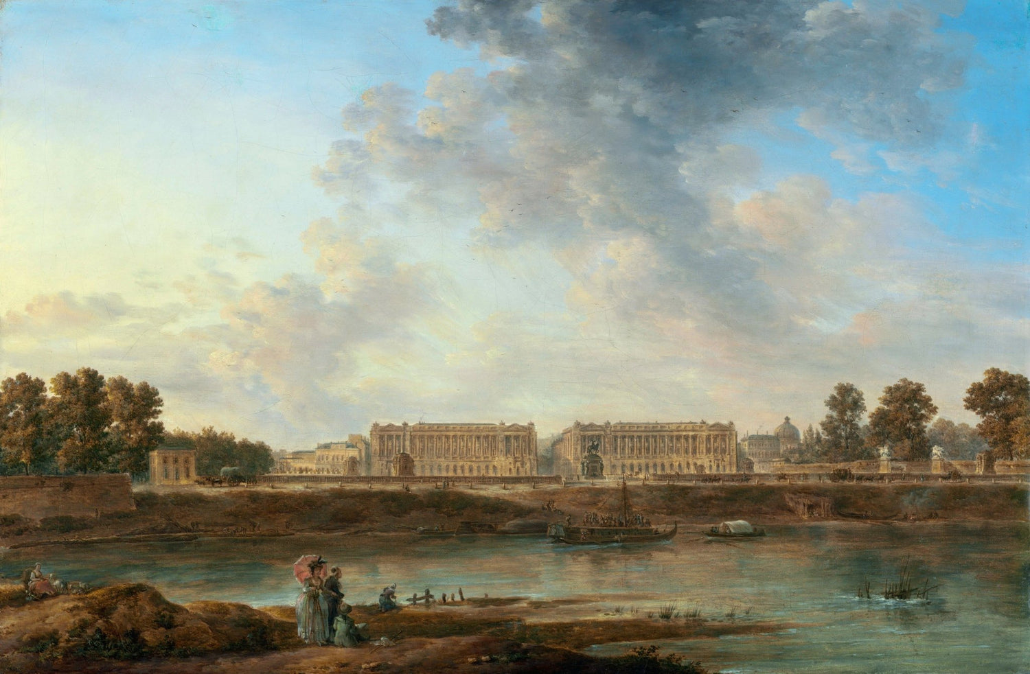 Hand-painted hand-painted paris palace river view landscape oil painting on canvas
