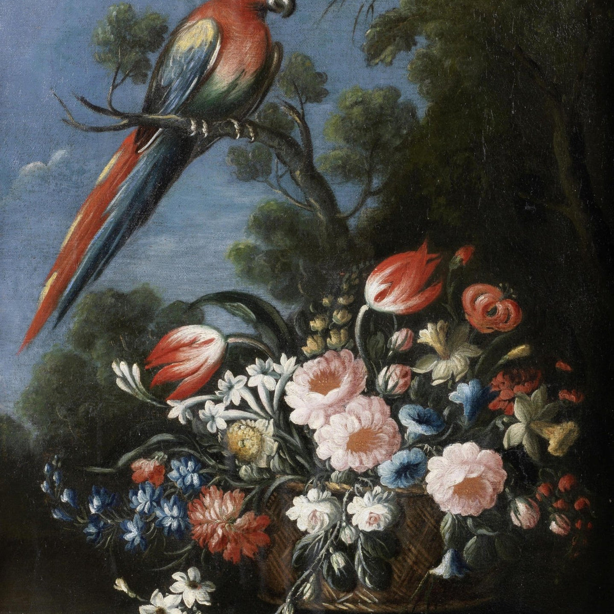 Hand - Painted Parrot and Flower Still Life – Floral Oil Painting - Oil Painting Haven