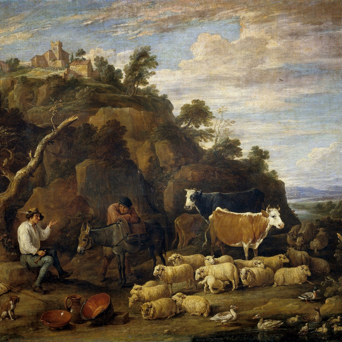 Hand - Painted Pastoral Herd Scene - Animals Oil Painting - Oil Painting Haven