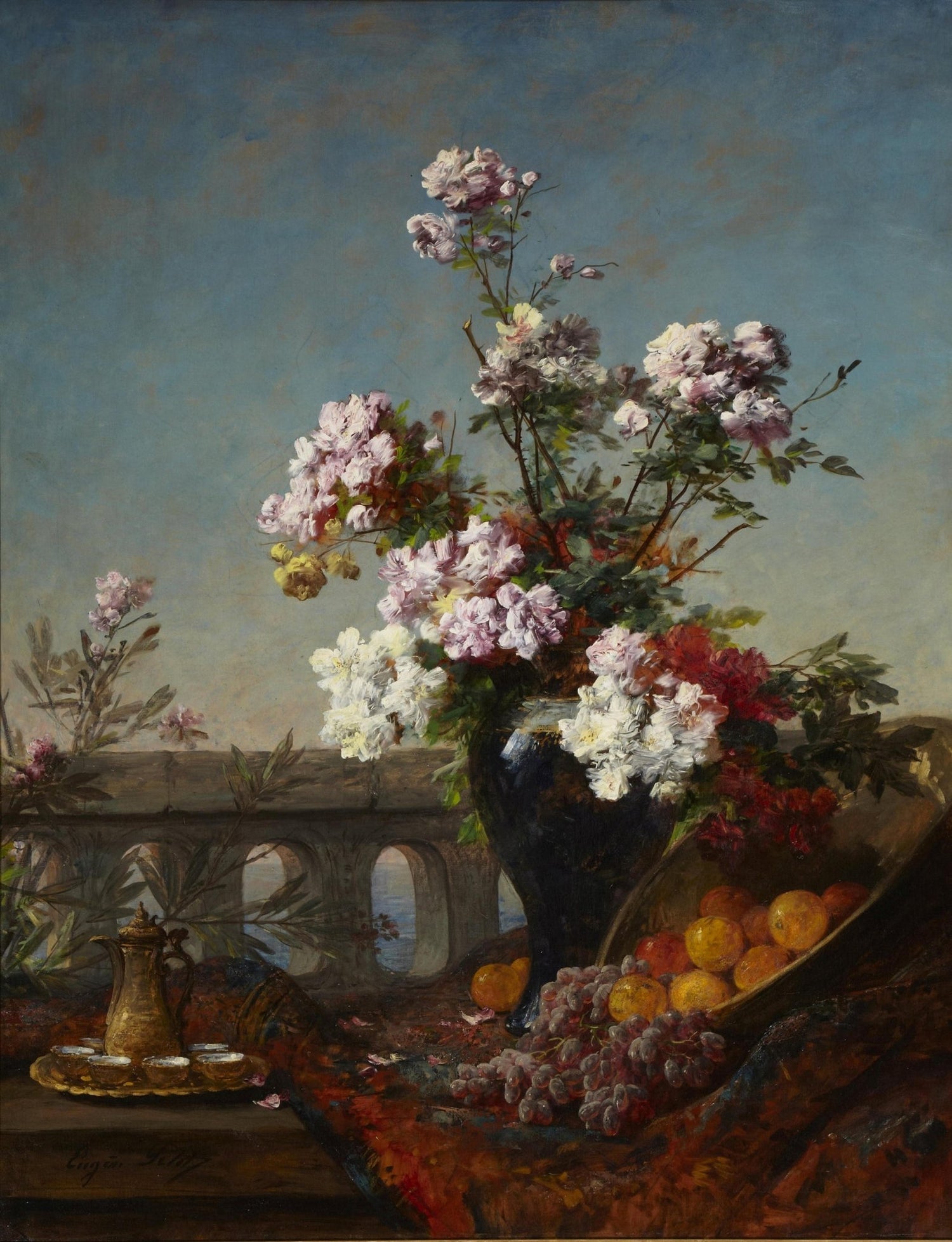 Hand - Painted Peonies and Fruit Still Life – Floral Oil Painting - Oil Painting Haven