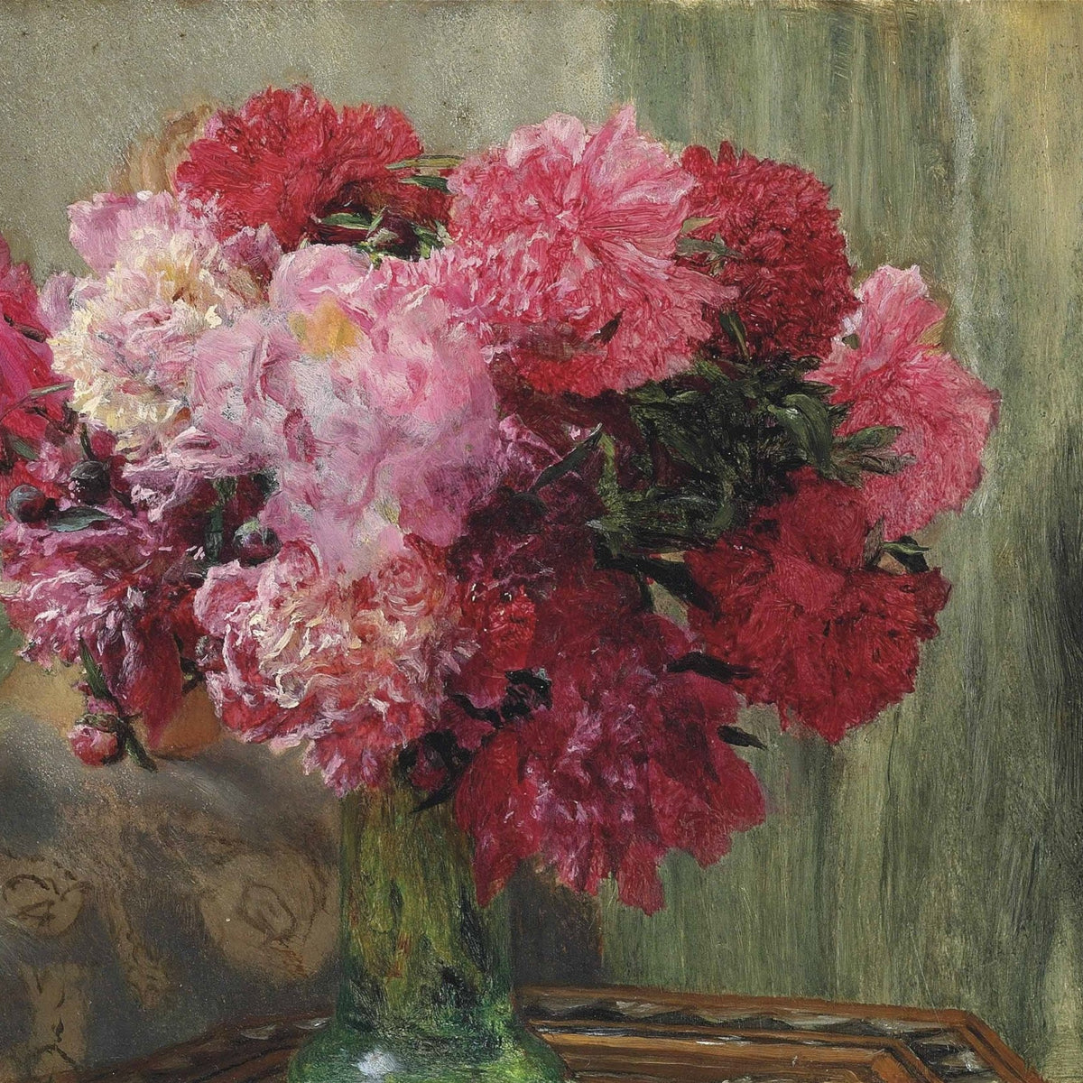 Hand - Painted Pink and Red Peony Bouquet – Floral Oil Painting - Oil Painting Haven