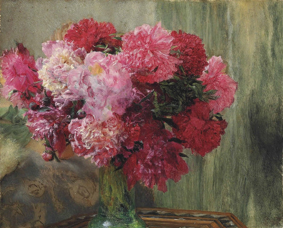 Hand - Painted Pink and Red Peony Bouquet – Floral Oil Painting - Oil Painting Haven