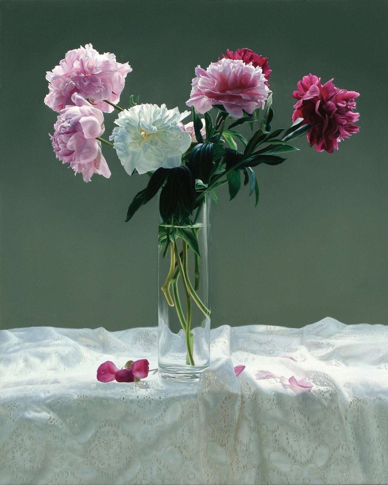 Hand - Painted Pink and White Peonies in Glass Vase – Floral Oil Painting - Oil Painting Haven