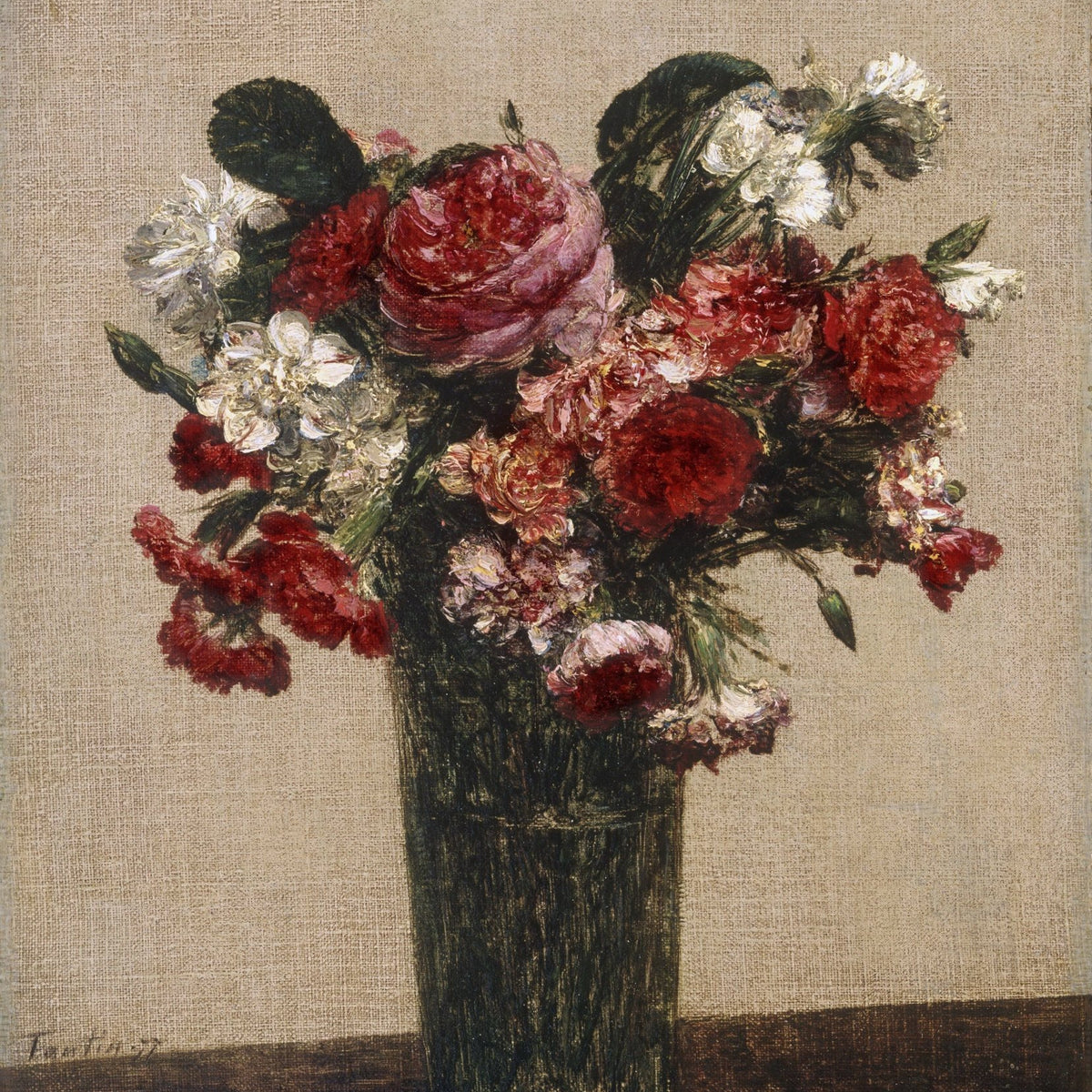 Hand - Painted Red and White Rose Bouquet – Floral Oil Painting - Oil Painting Haven