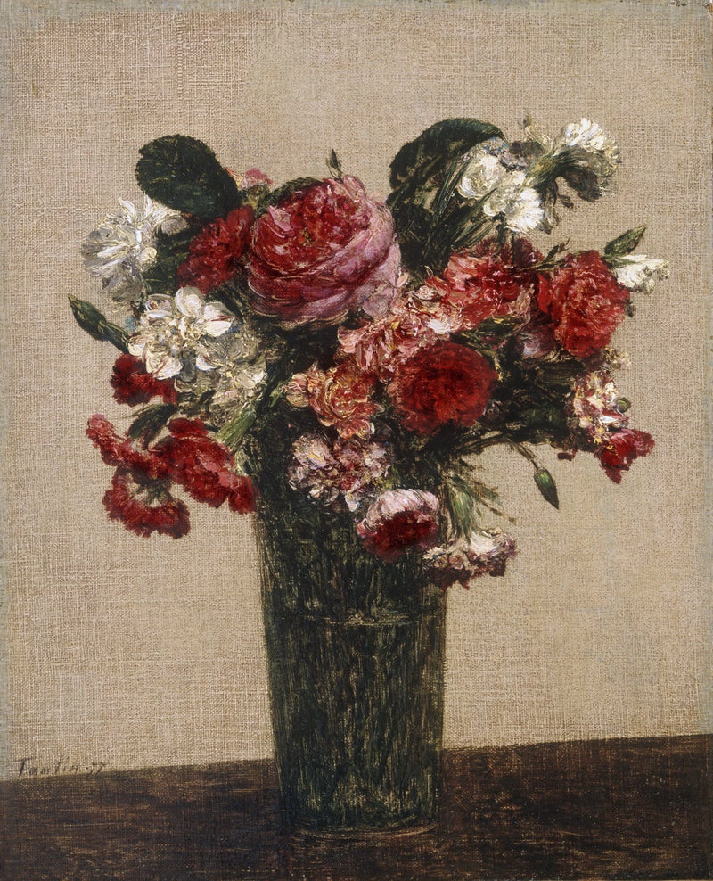 Hand - Painted Red and White Rose Bouquet – Floral Oil Painting - Oil Painting Haven