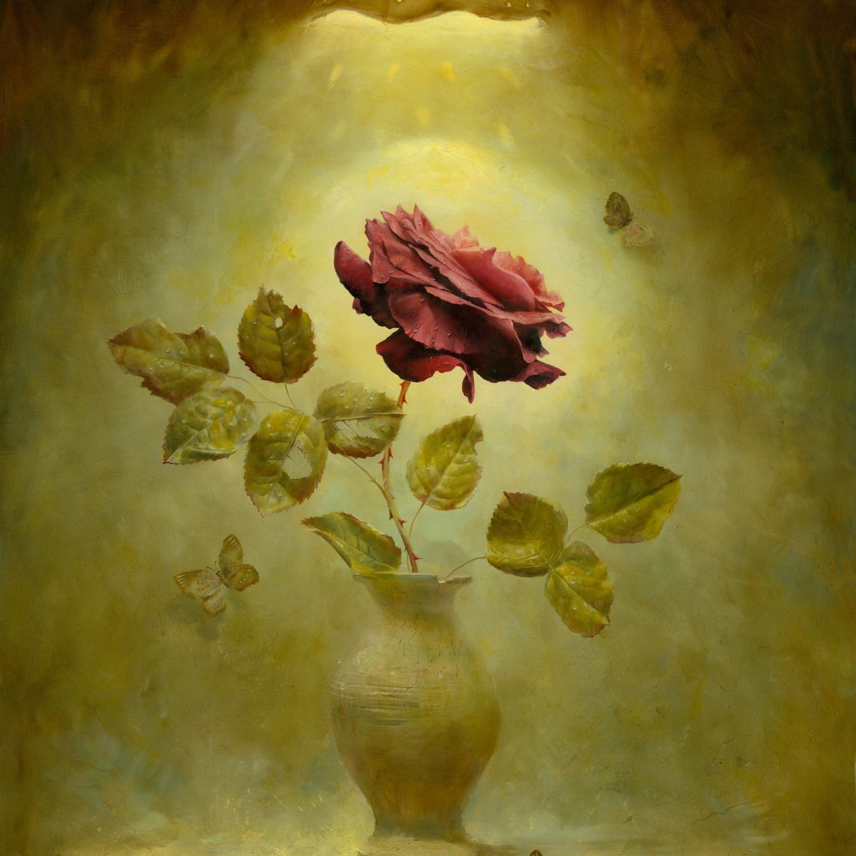 Hand - Painted Red Rose in Vase Still Life – Floral Oil Painting - Oil Painting Haven