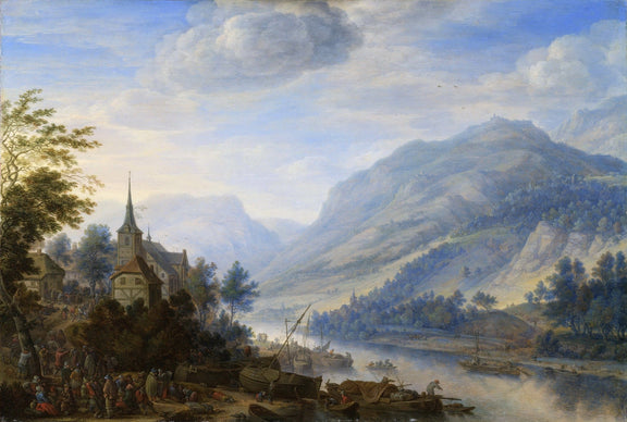 Hand - Painted Rhine River Village View - Landscape Oil Painting - Oil Painting Haven