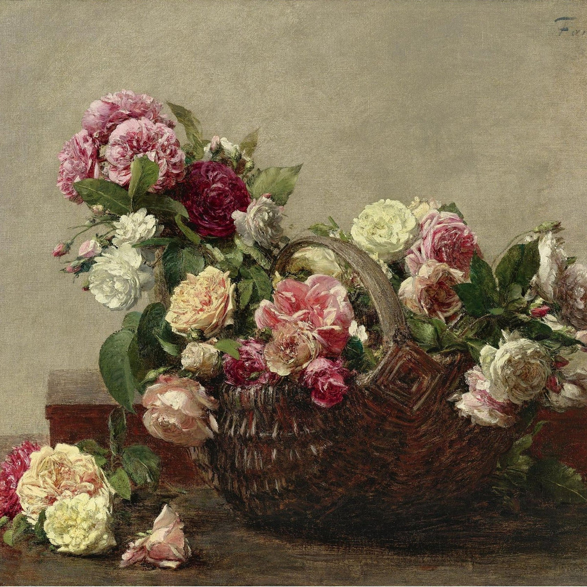 Hand - Painted Rose Basket Still Life Art - Floral Oil Painting - Oil Painting Haven