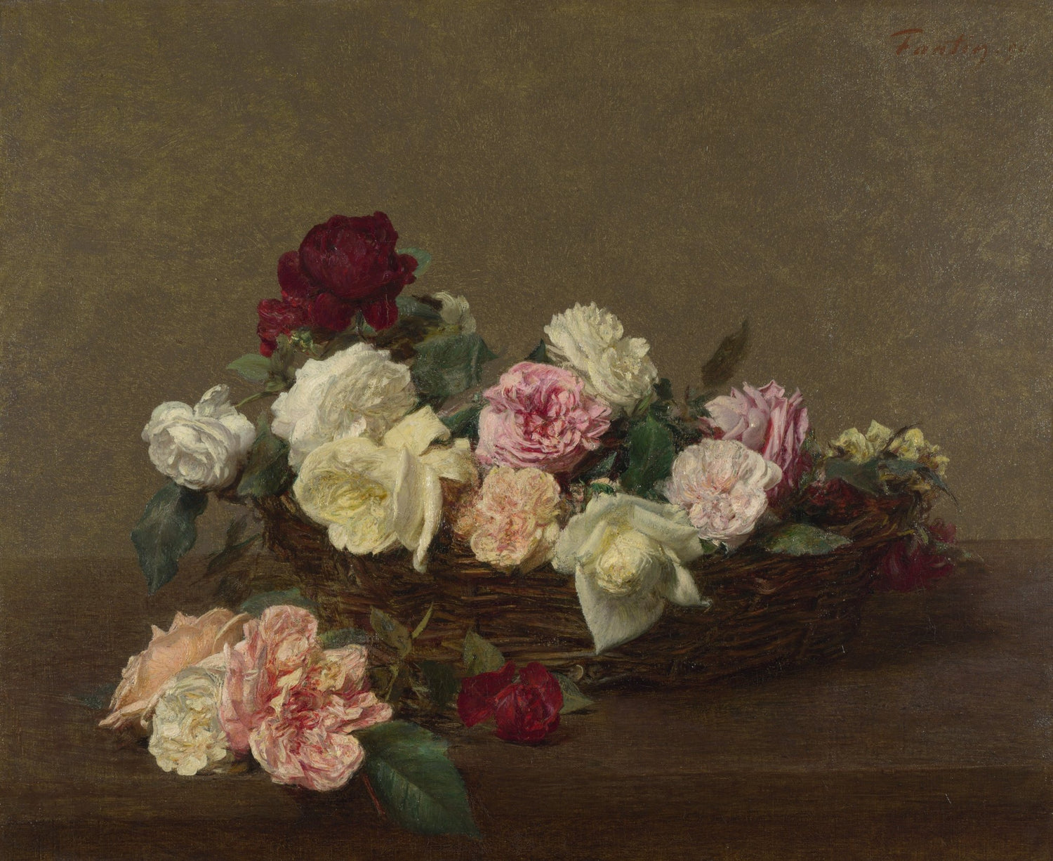 Hand - Painted Rose Basket Still Life – Floral Oil Painting - Oil Painting Haven