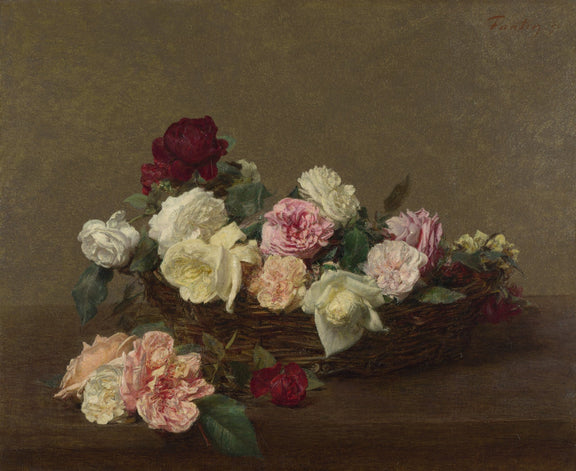Hand - Painted Rose Basket Still Life – Floral Oil Painting - Oil Painting Haven