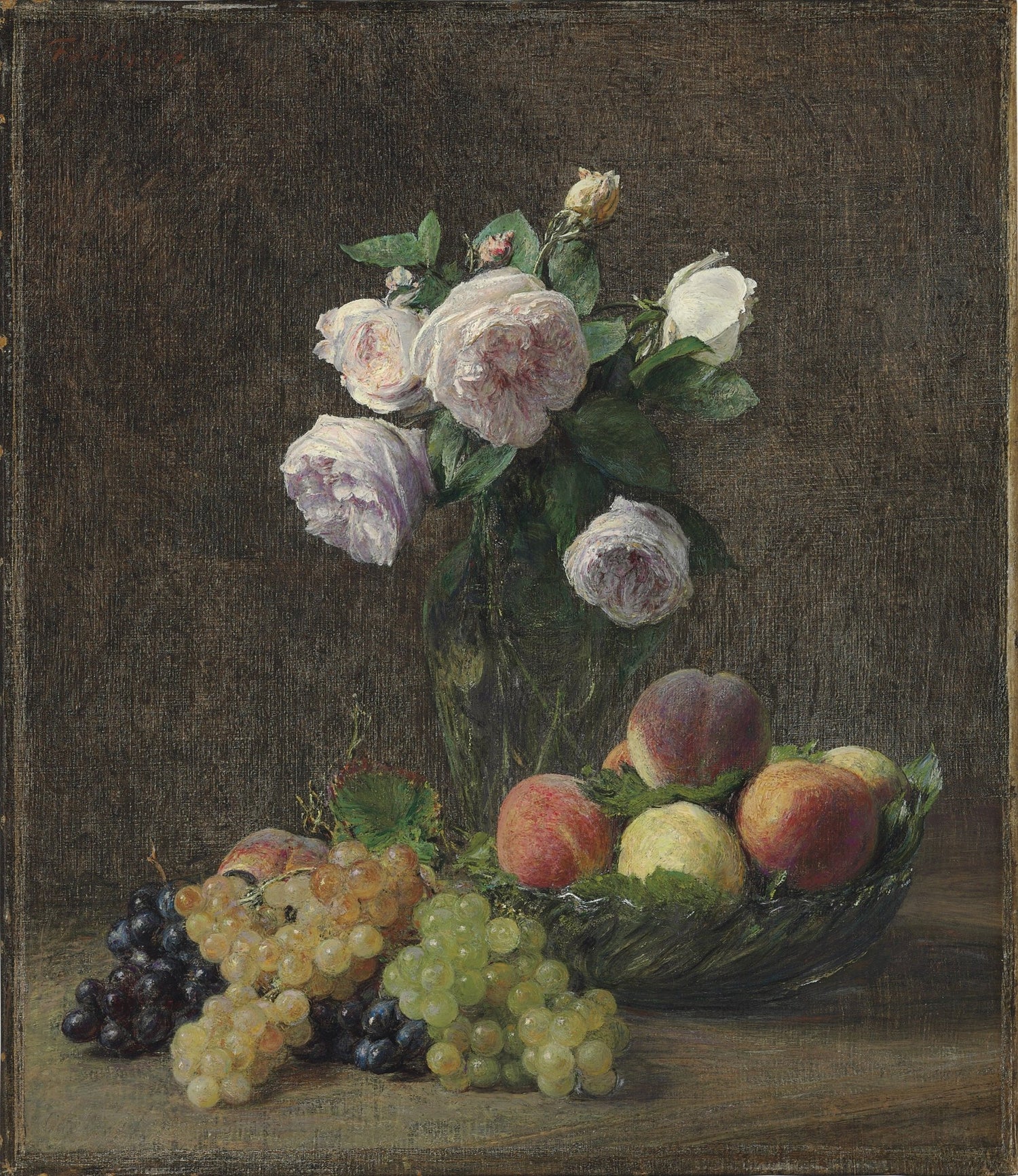 Hand - Painted Roses and Fruit Still Life Art - Floral Oil Painting - Oil Painting Haven