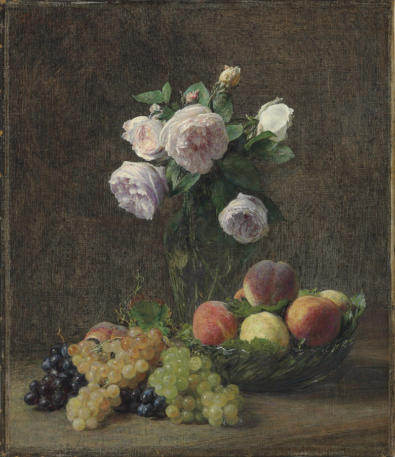 Hand - Painted Roses and Fruit Still Life Art - Floral Oil Painting - Oil Painting Haven