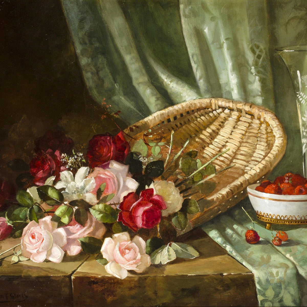 Hand - Painted Roses and Still Life Arrangement – Floral Oil Painting - Oil Painting Haven
