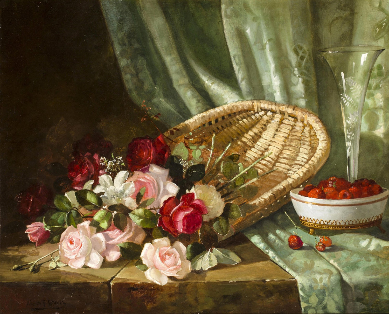 Hand - Painted Roses and Still Life Arrangement – Floral Oil Painting - Oil Painting Haven