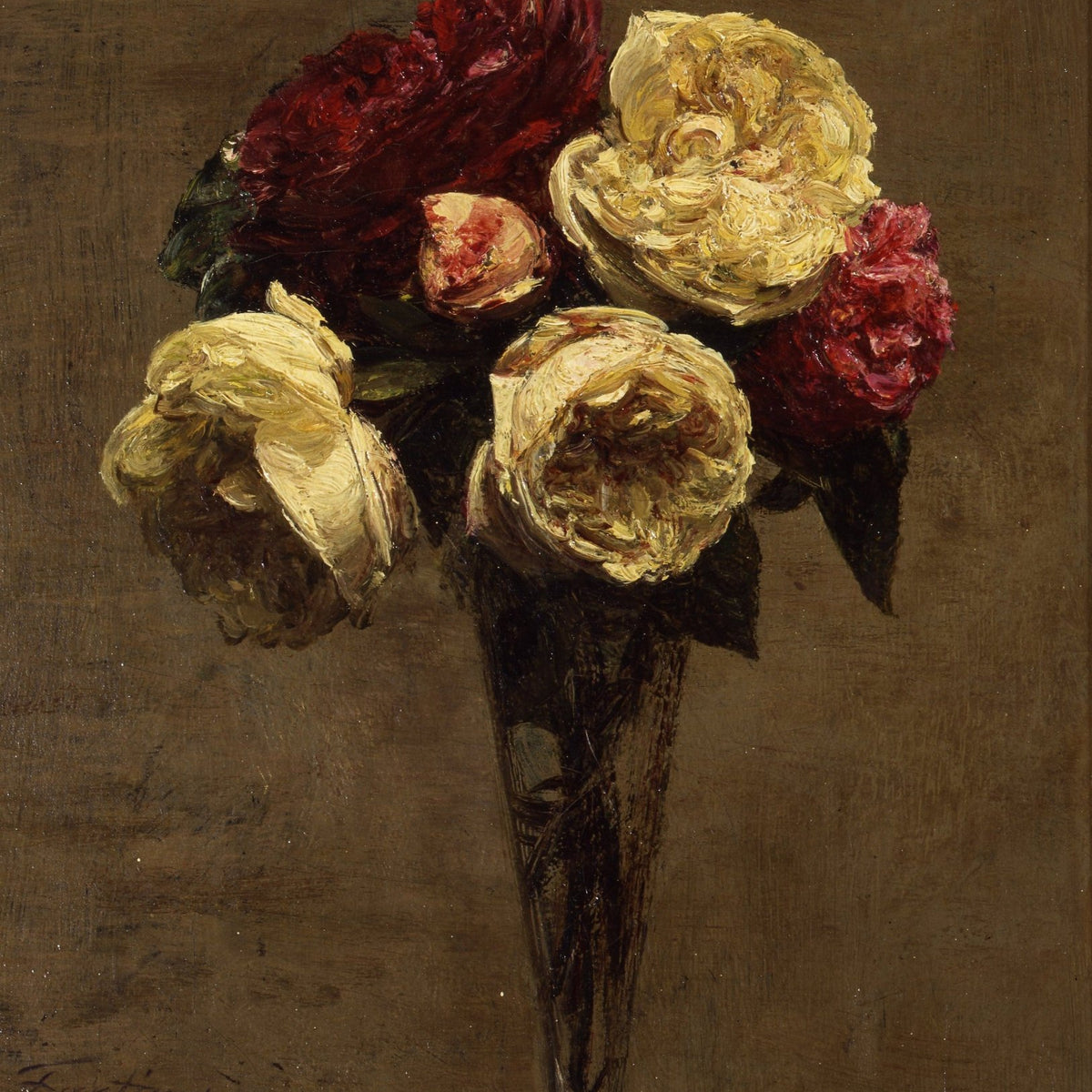 Hand - Painted Roses in Glass Vase Still Life - Floral Oil Painting - Oil Painting Haven
