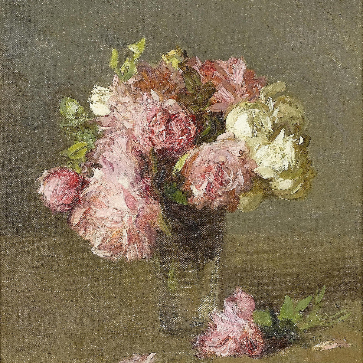 Hand - Painted Soft Pink Peony Bouquet Vase – Floral Oil Painting - Oil Painting Haven
