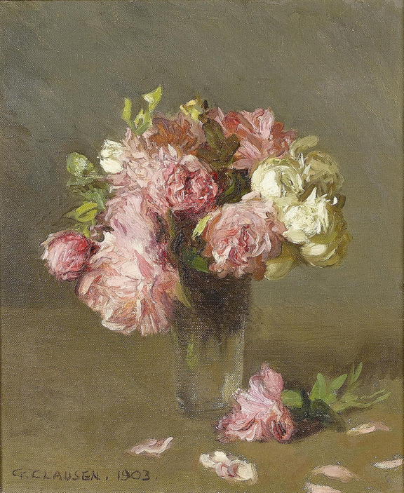 Hand - Painted Soft Pink Peony Bouquet Vase – Floral Oil Painting - Oil Painting Haven