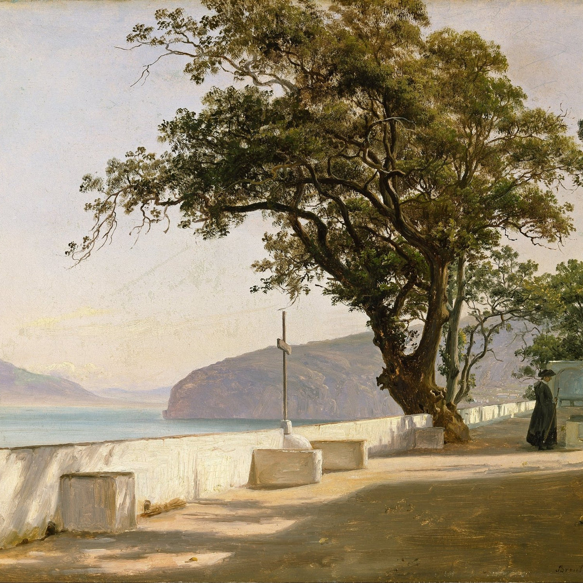 Hand - Painted Sorrento Coastal Terrace - Landscape Oil Painting - Oil Painting Haven