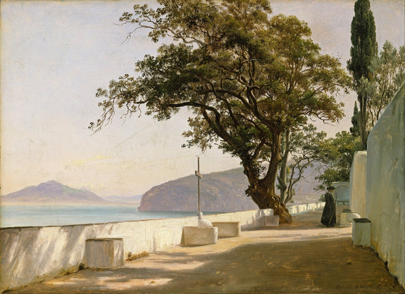 Hand - Painted Sorrento Coastal Terrace - Landscape Oil Painting - Oil Painting Haven