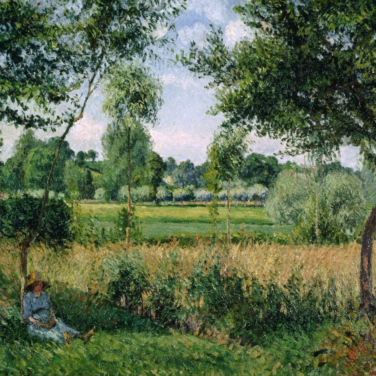 Hand - Painted Summer Meadow Figure Rest - Landscape Oil Painting - Oil Painting Haven