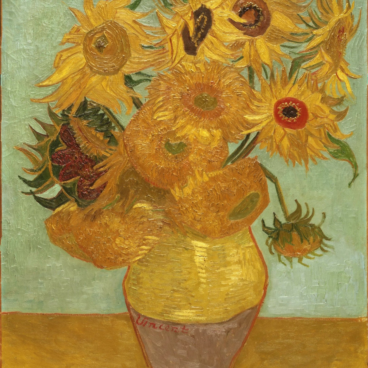Hand - Painted Sunflowers in Vase Impressionist - Floral Oil Painting - Oil Painting Haven