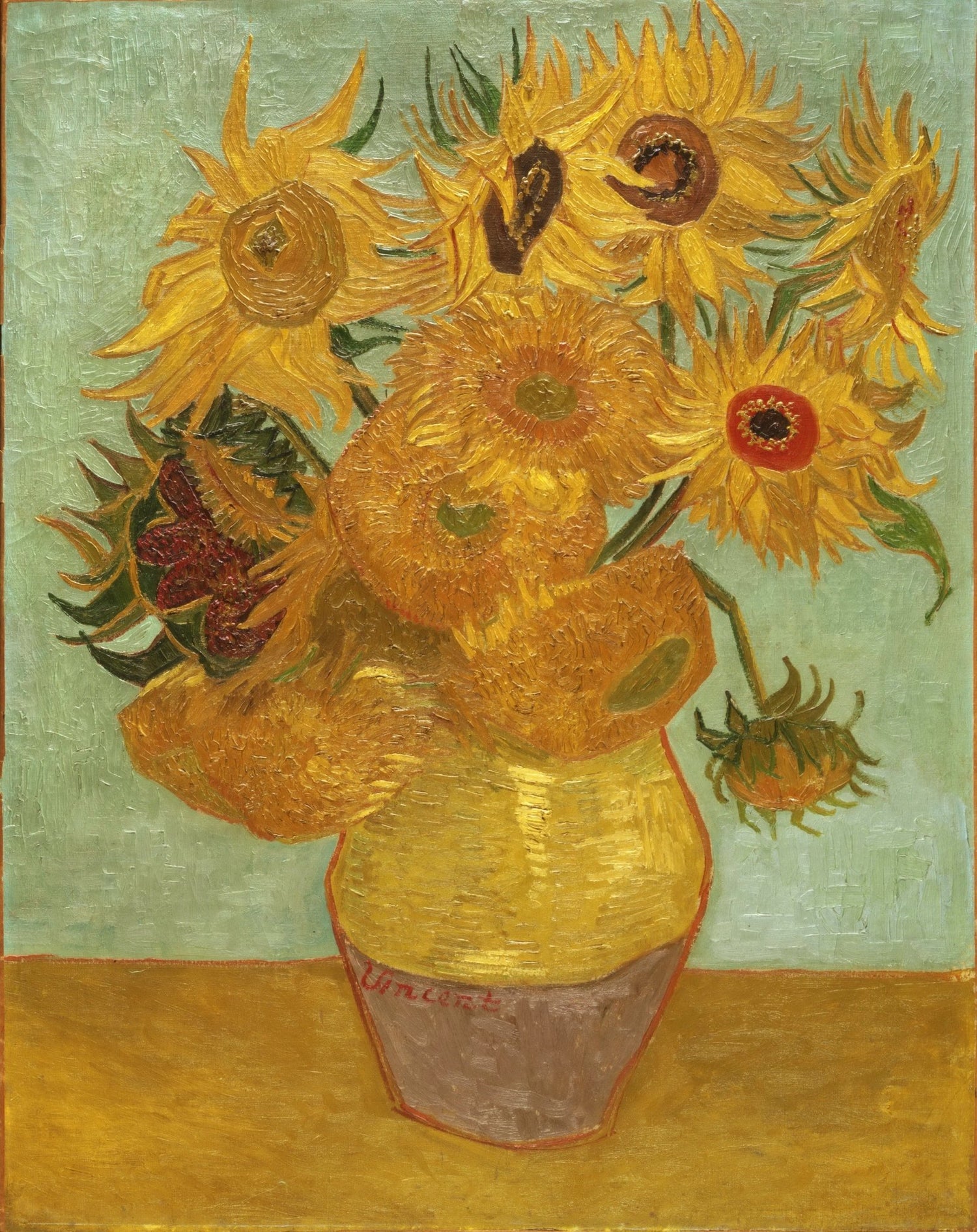 Hand - Painted Sunflowers in Vase Impressionist - Floral Oil Painting - Oil Painting Haven