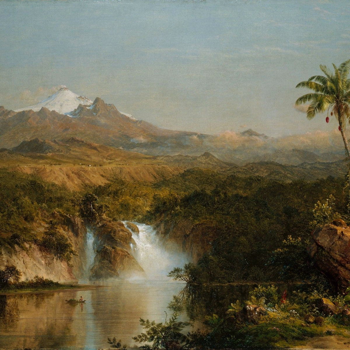 Hand - Painted Tropical Waterfall View - Landscape Oil Painting - Oil Painting Haven
