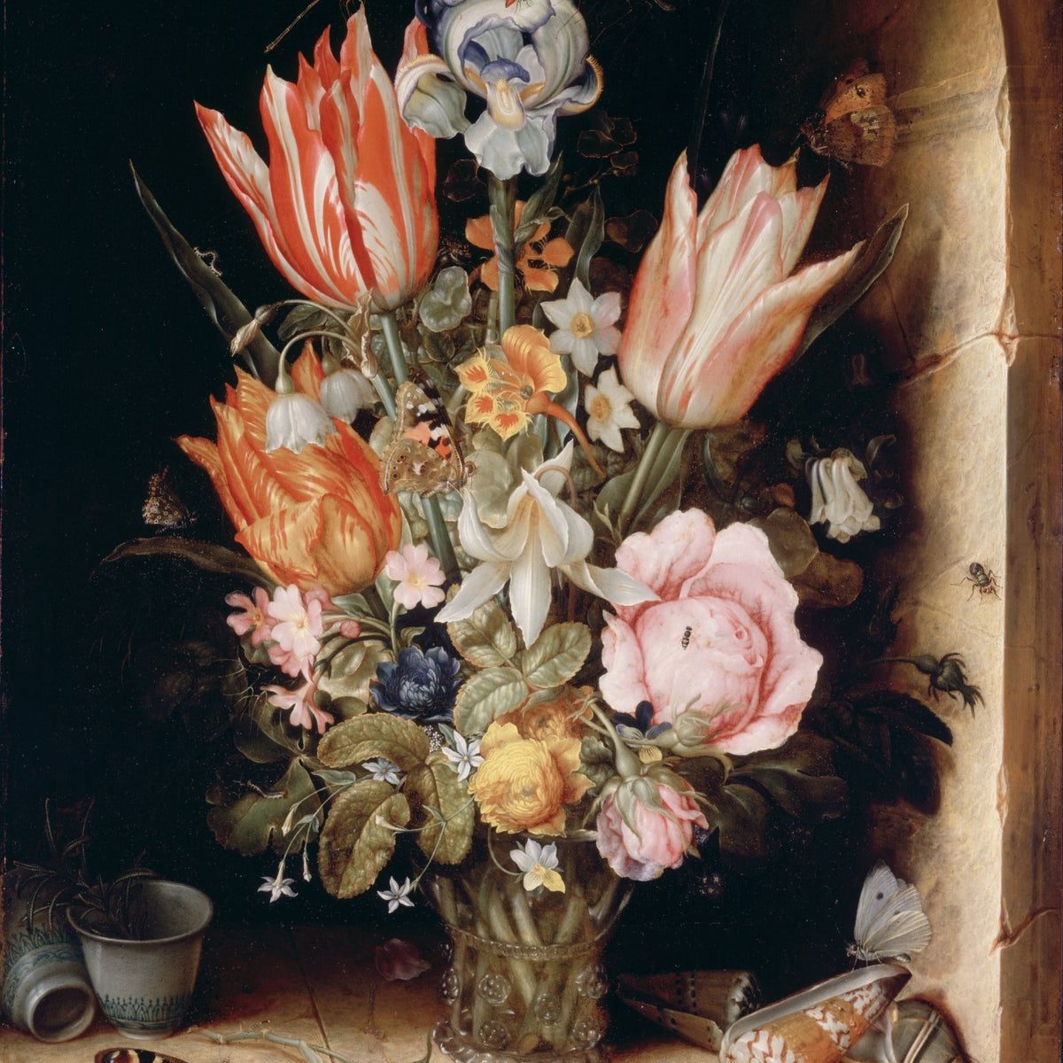 Hand - Painted Tulip and Rose Classical Vase – Floral Oil Painting - Oil Painting Haven