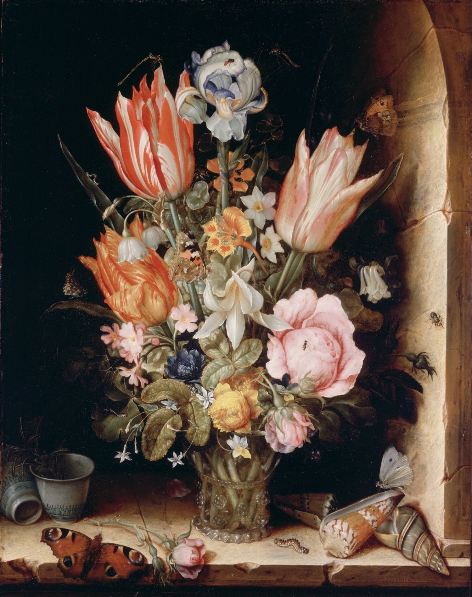 Hand - Painted Tulip and Rose Classical Vase – Floral Oil Painting - Oil Painting Haven