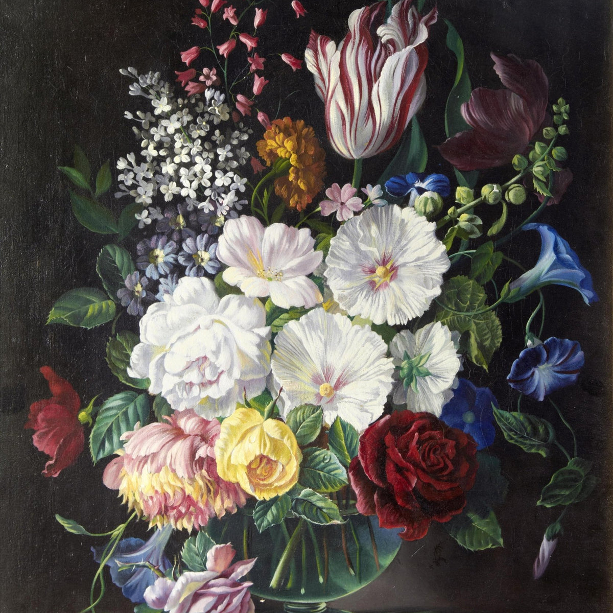Hand - Painted Tulips and Roses Bouquet Still Life – Floral Oil Painting - Oil Painting Haven