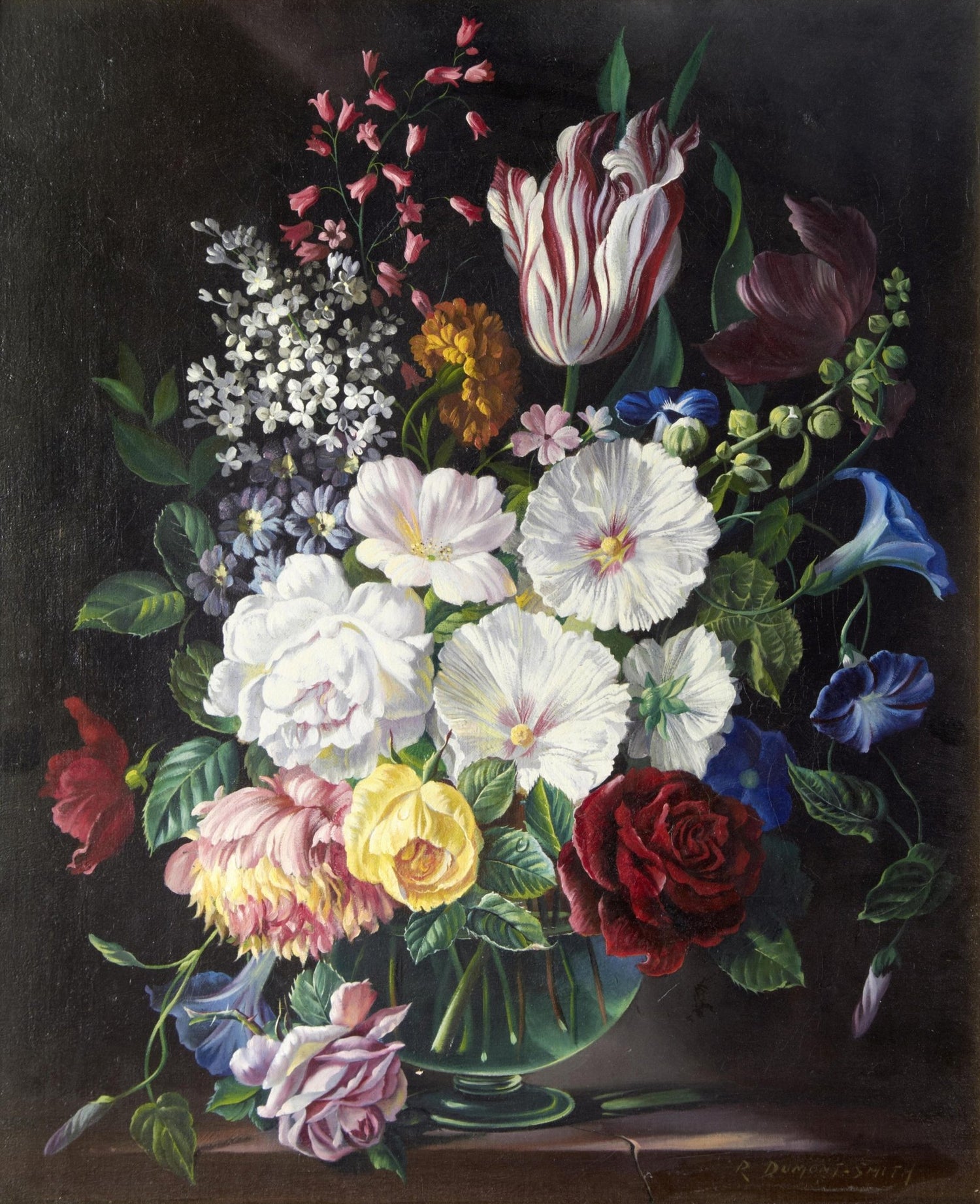 Hand - Painted Tulips and Roses Bouquet Still Life – Floral Oil Painting - Oil Painting Haven