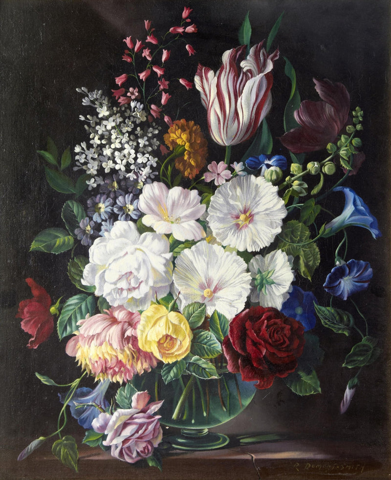 Hand - Painted Tulips and Roses Bouquet Still Life – Floral Oil Painting - Oil Painting Haven