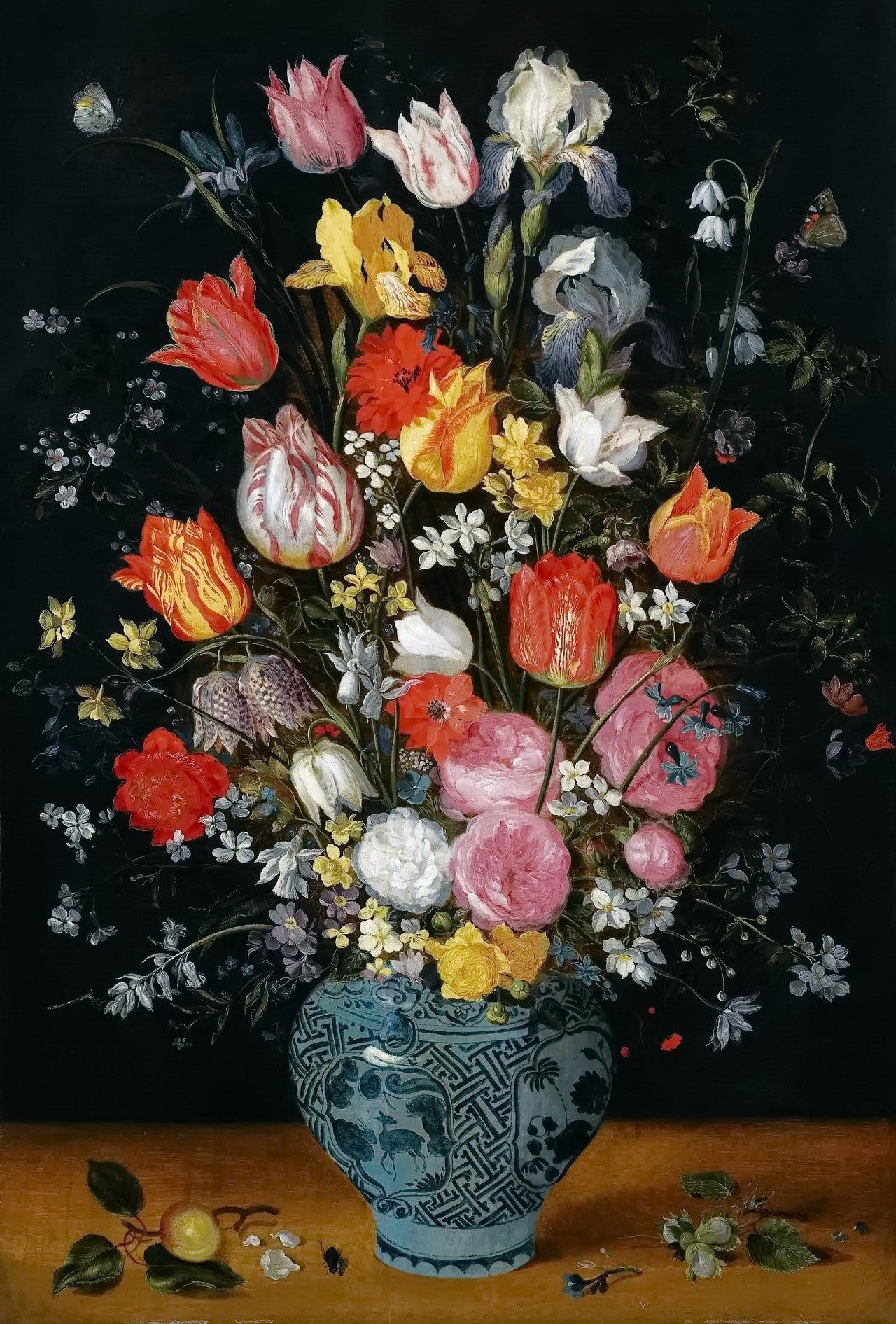 Hand - Painted Tulips and Roses in Vase - Floral Oil Painting - Oil Painting Haven