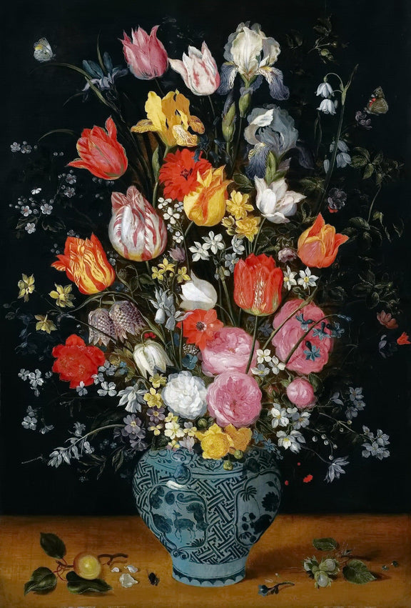 Hand - Painted Tulips and Roses in Vase - Floral Oil Painting - Oil Painting Haven