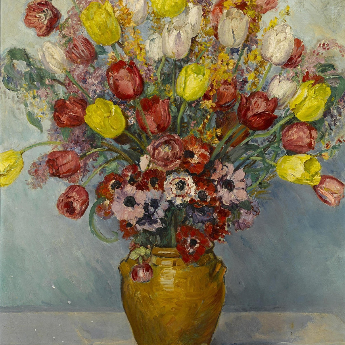 Hand - Painted Tulips and Spring Bouquet Vase – Floral Oil Painting - Oil Painting Haven