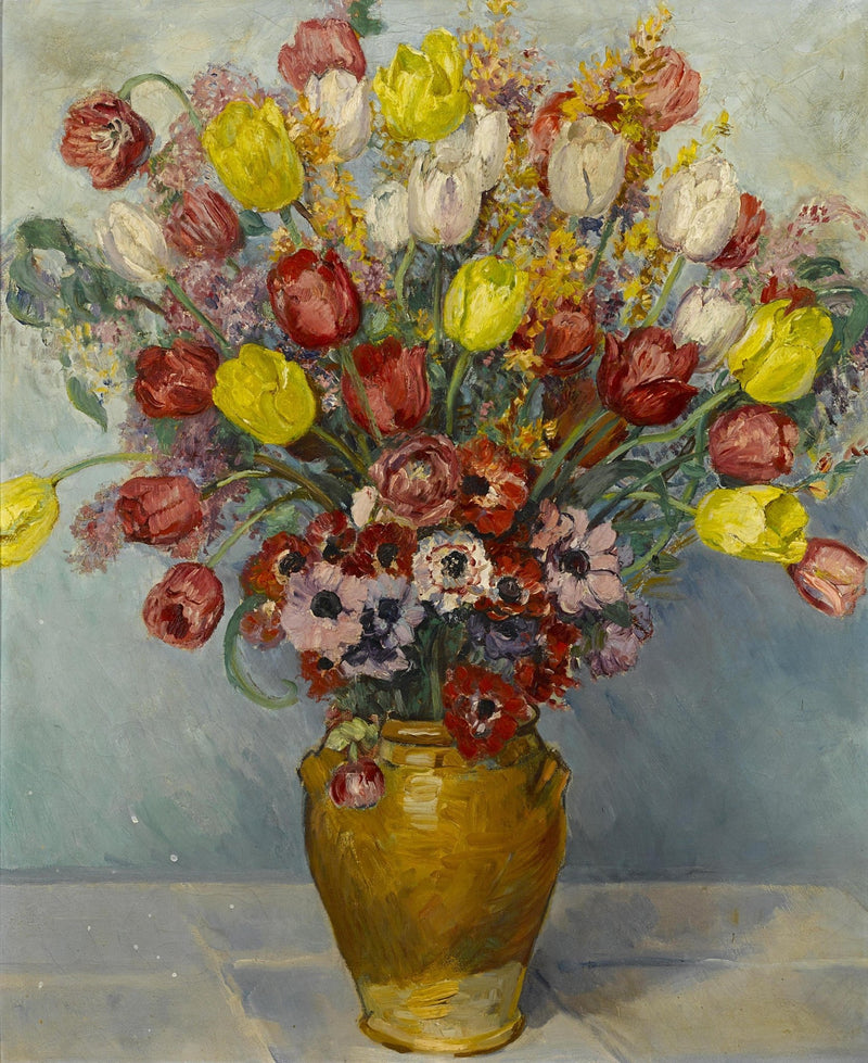 Hand - Painted Tulips and Spring Bouquet Vase – Floral Oil Painting - Oil Painting Haven