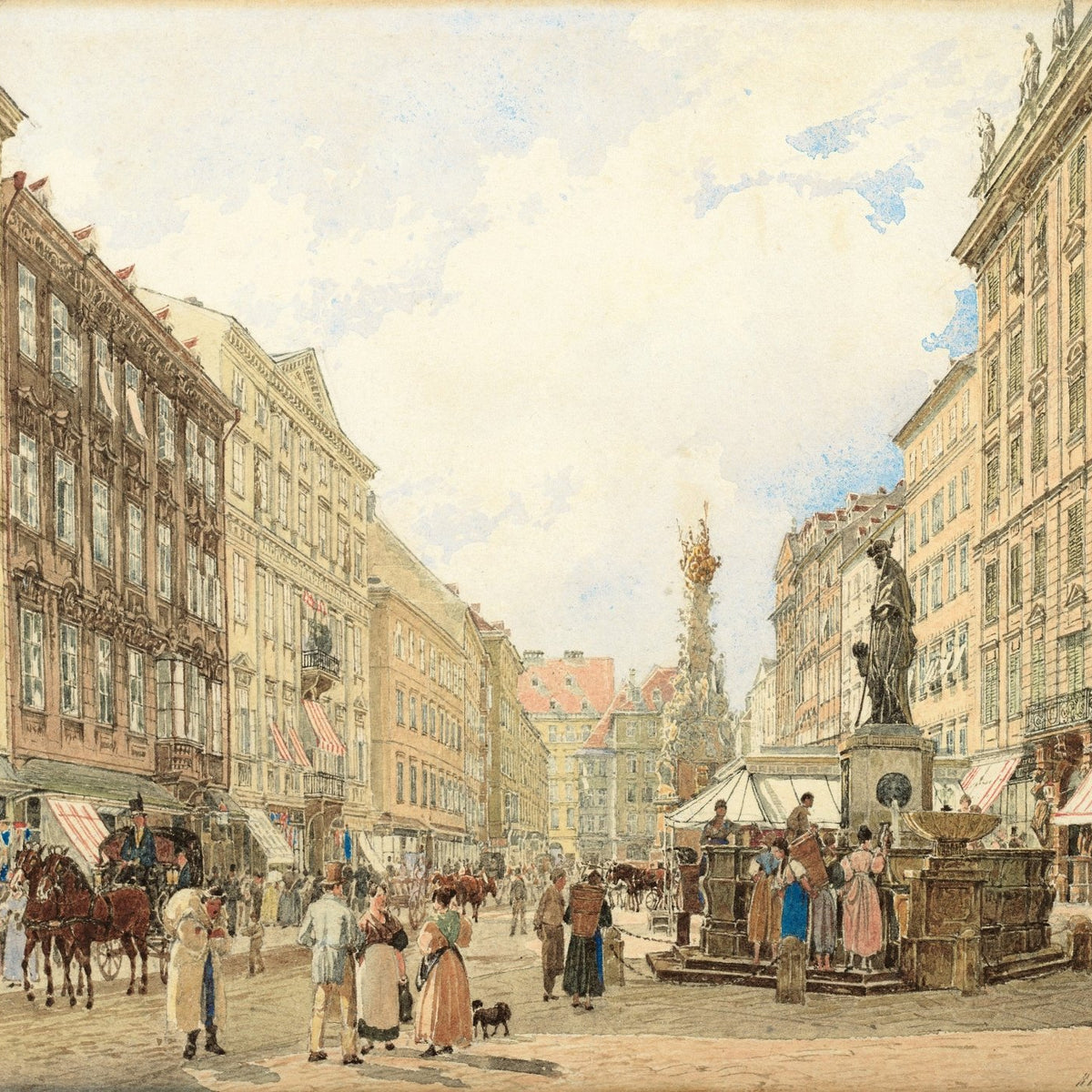 Hand - Painted Vienna Graben Street View - Landscape Oil Painting - Oil Painting Haven