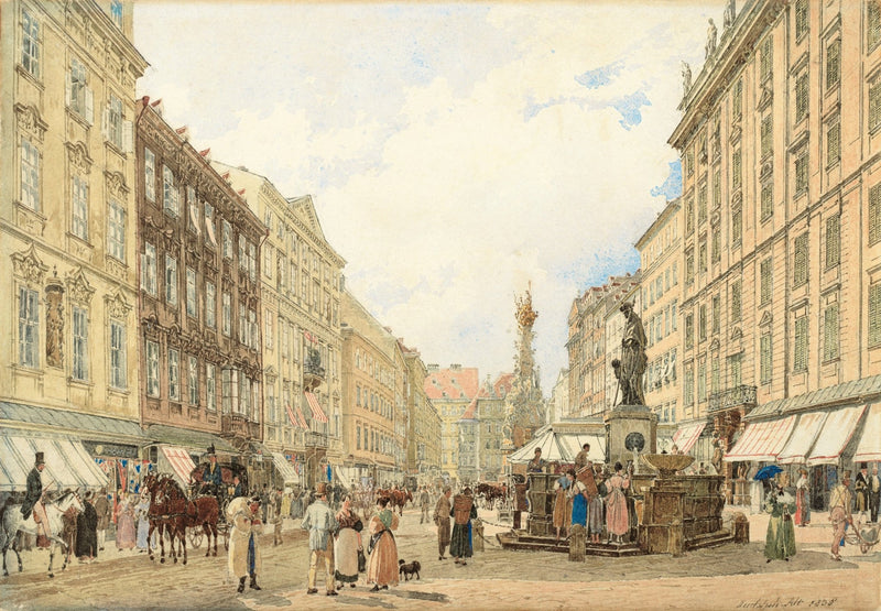 Hand - Painted Vienna Graben Street View - Landscape Oil Painting - Oil Painting Haven