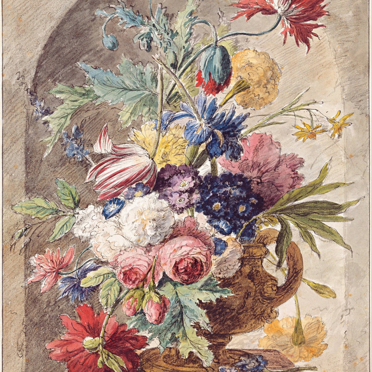 Hand - Painted Vintage Floral Vase Composition – Floral Oil Painting - Oil Painting Haven