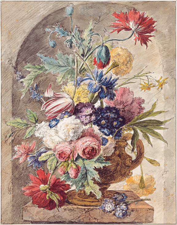 Hand - Painted Vintage Floral Vase Composition – Floral Oil Painting - Oil Painting Haven