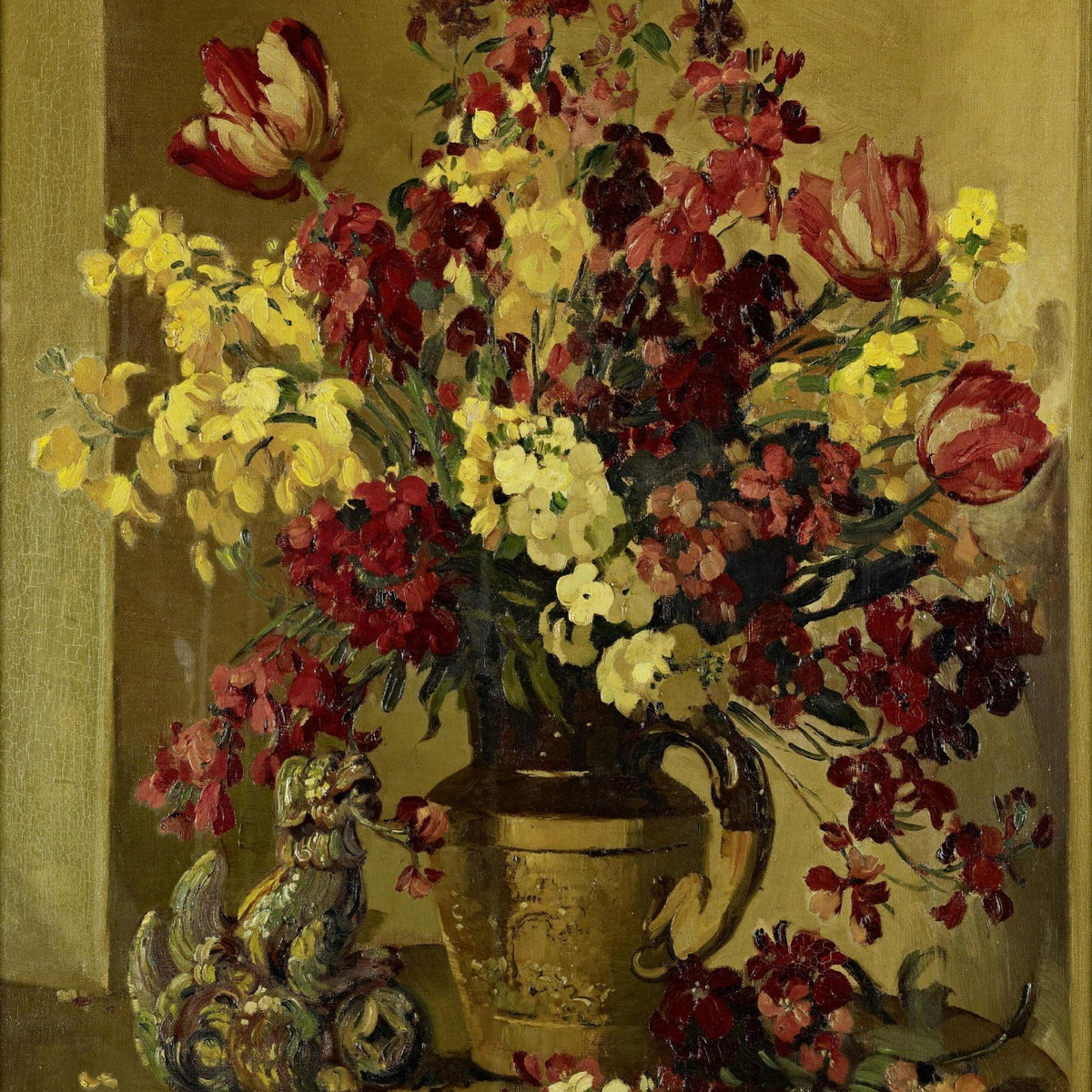 Hand - Painted Vintage Flower Bouquet in Vase – Floral Oil Painting - Oil Painting Haven