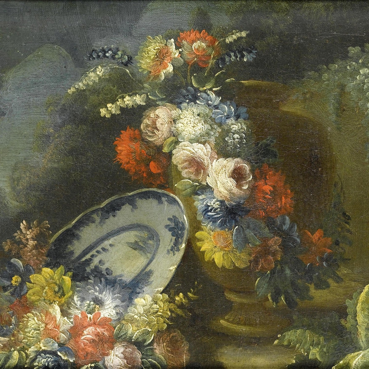 Hand - Painted Vintage Flowers with Porcelain Plate – Floral Oil Painting - Oil Painting Haven