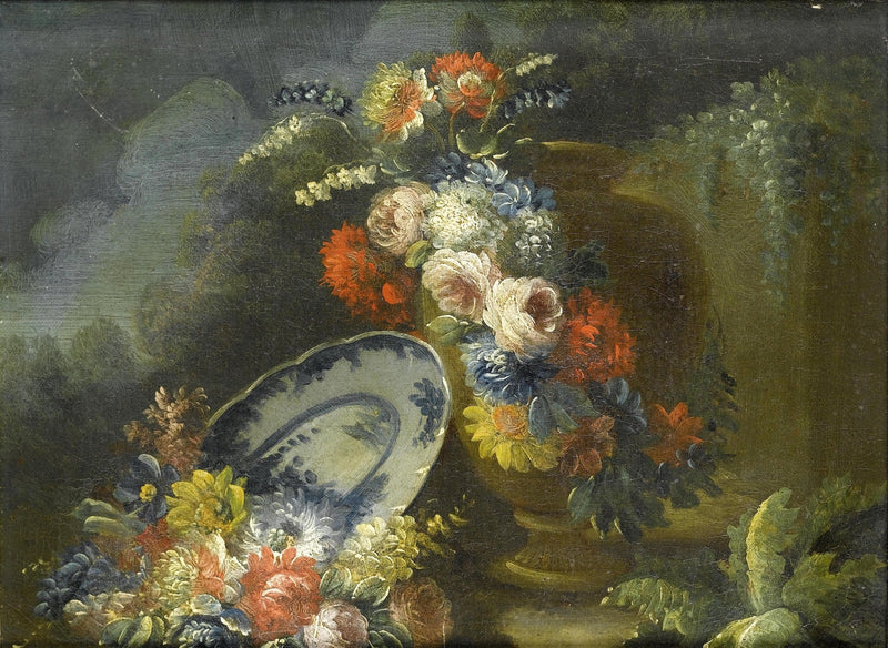 Hand - Painted Vintage Flowers with Porcelain Plate – Floral Oil Painting - Oil Painting Haven