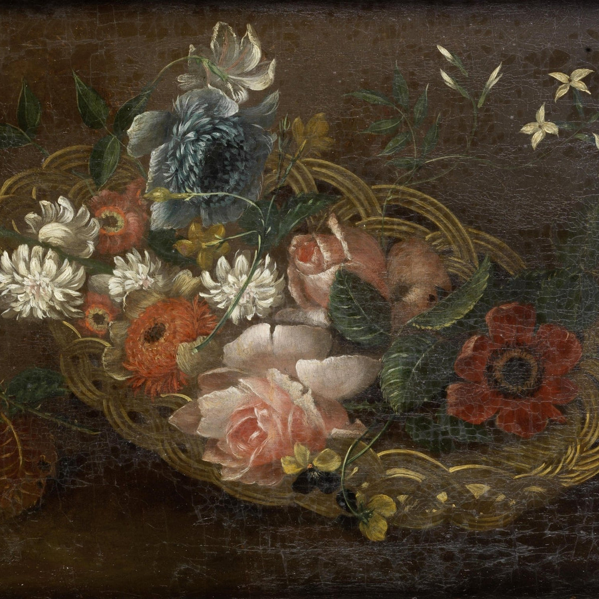 Hand - Painted Vintage Roses and Floral Basket – Floral Oil Painting - Oil Painting Haven