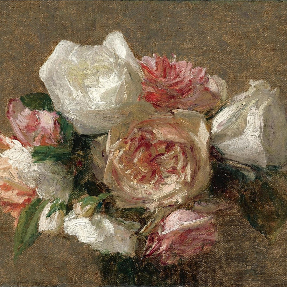 Hand - Painted White and Pink Roses Still Life - Floral Oil Painting - Oil Painting Haven